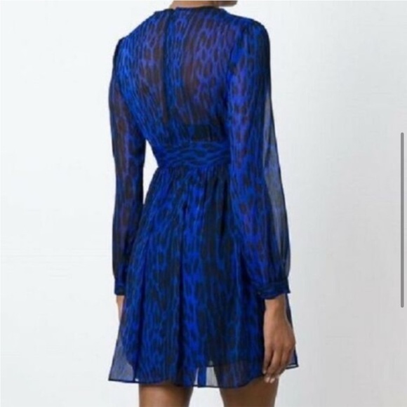 0178 MICHAEL Michael KORS Leopard Print Georgette Dress sz 8 - Picture 2 of 8
